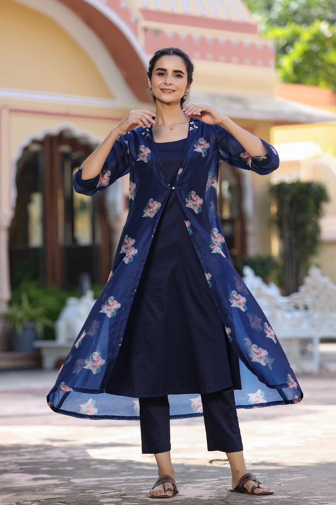Midnight Blue Three Piece Jacket Dress Gillori Midnight Blue Three Piece Jacket Dress Gillori
