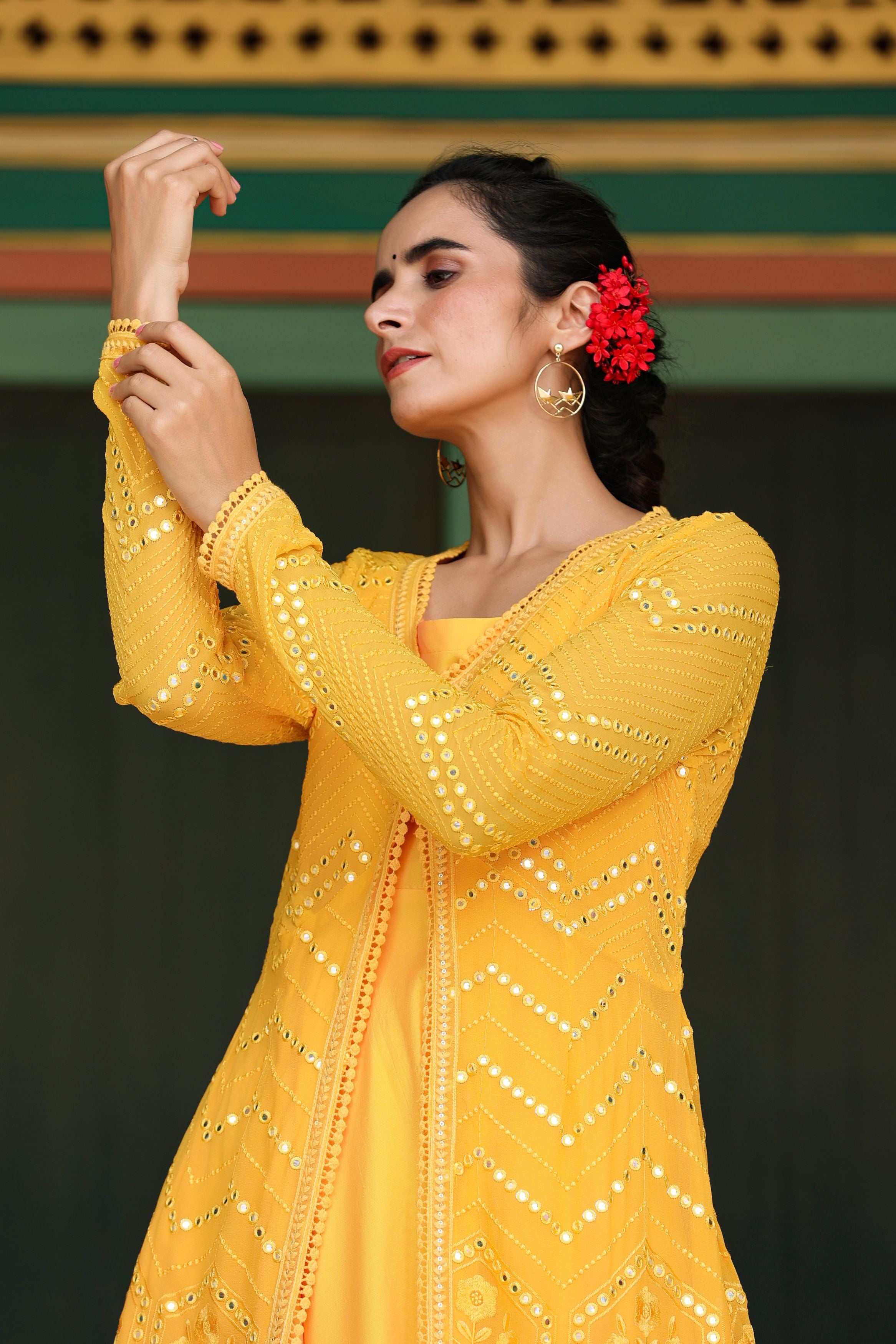 Yellow Dress For Haldi Function || Yellow Mellow Gotapatti, 52% OFF