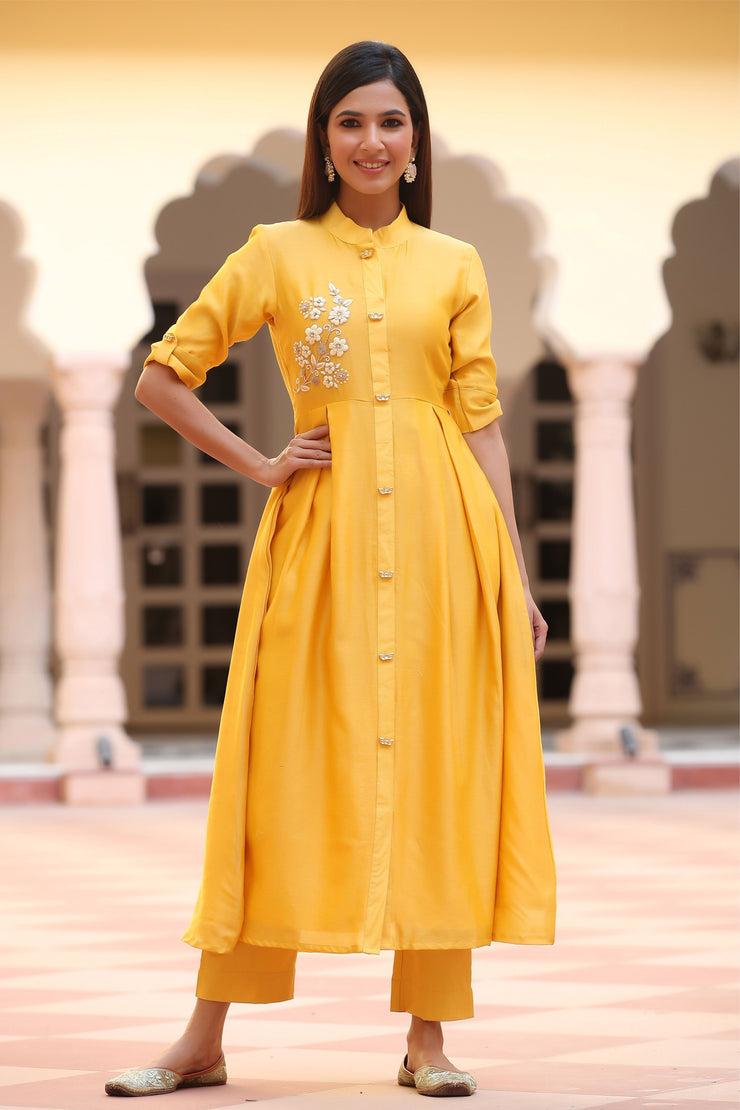 Gillori Yellow festive kurta with pant set