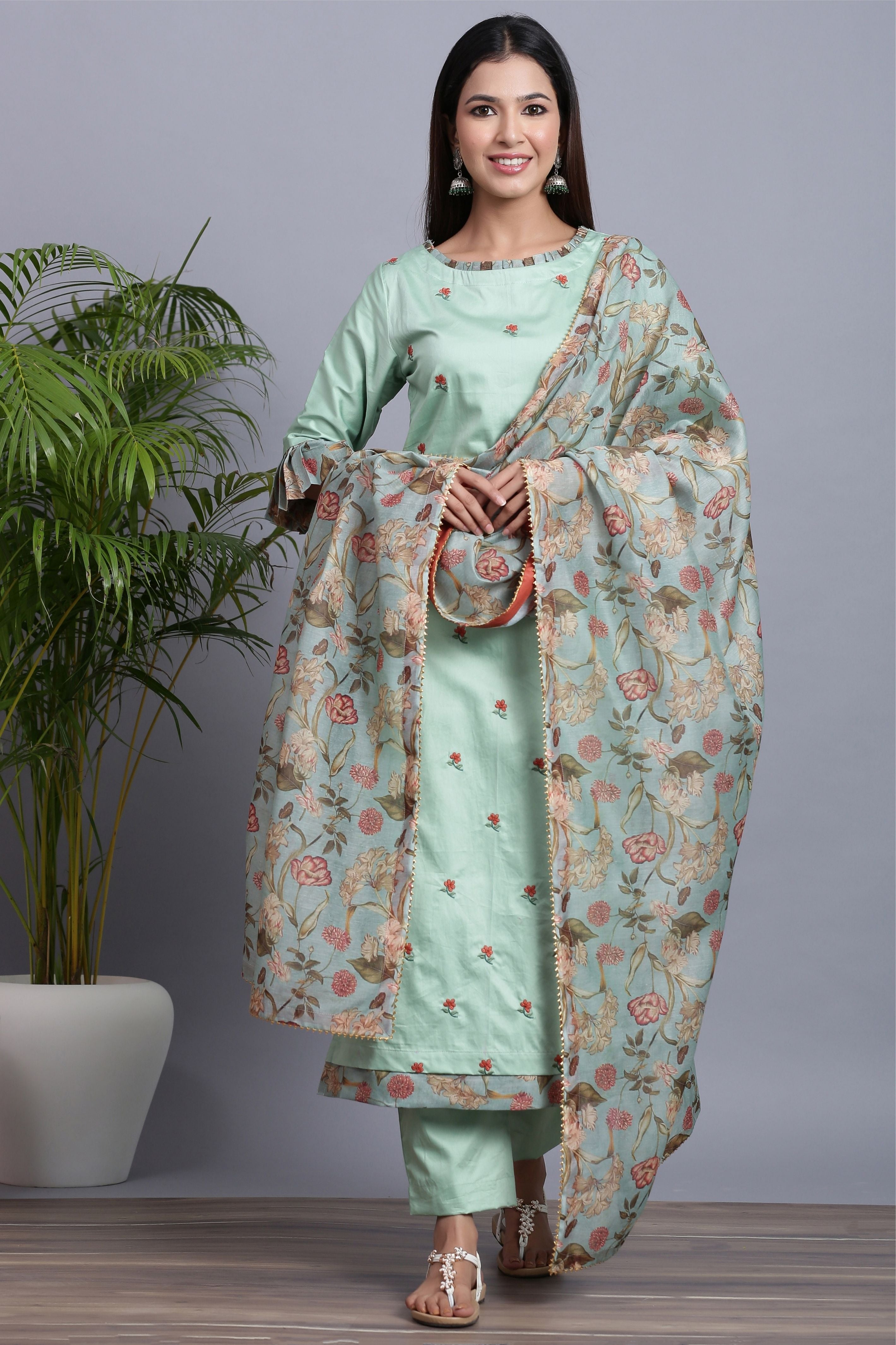 Cotton kurta sets with on sale dupatta