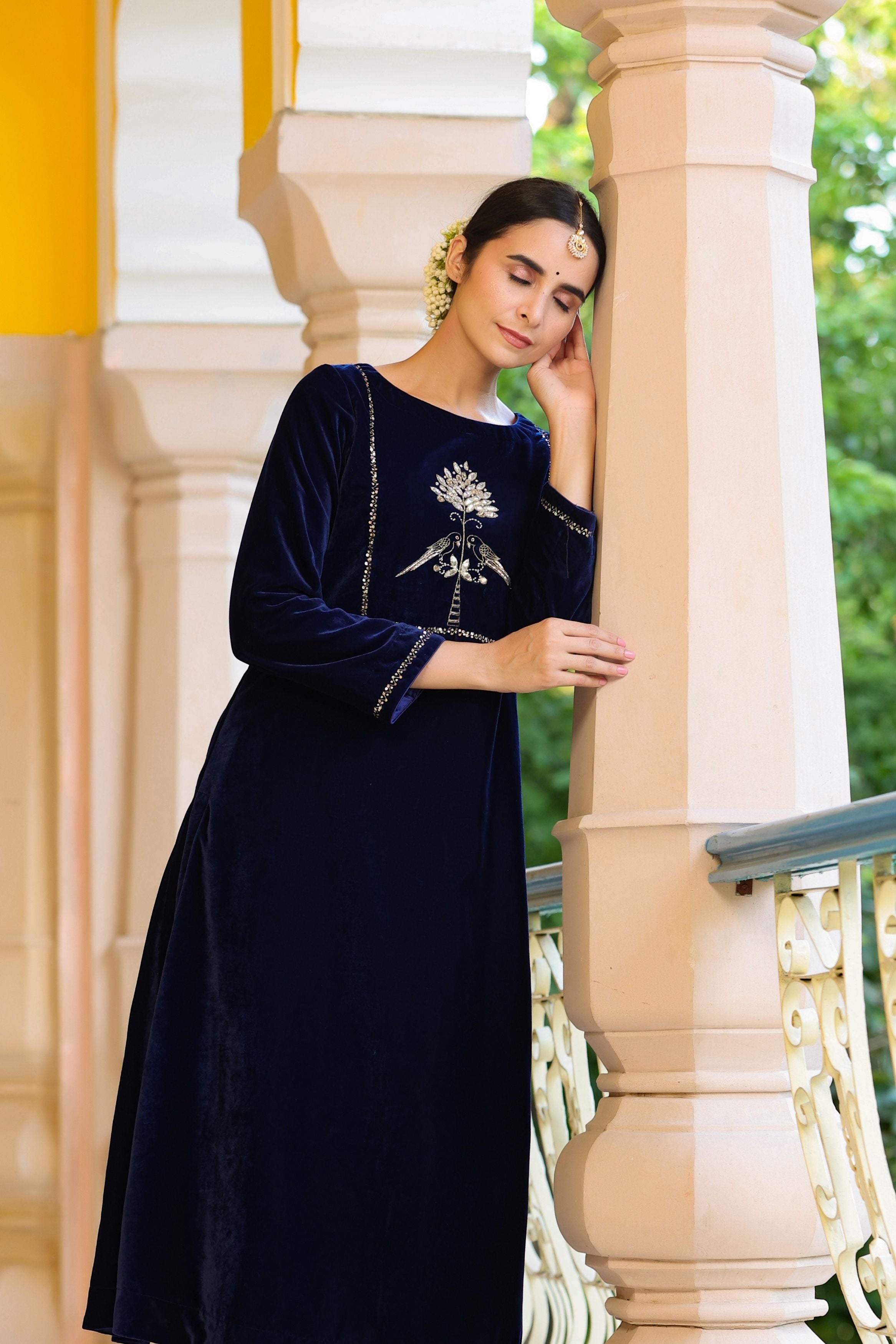 Buy Vishudh Purple Embroidered Velvet Kurta With Trouser And Dupatta for  Women Online at Rs.1639 - Ketch