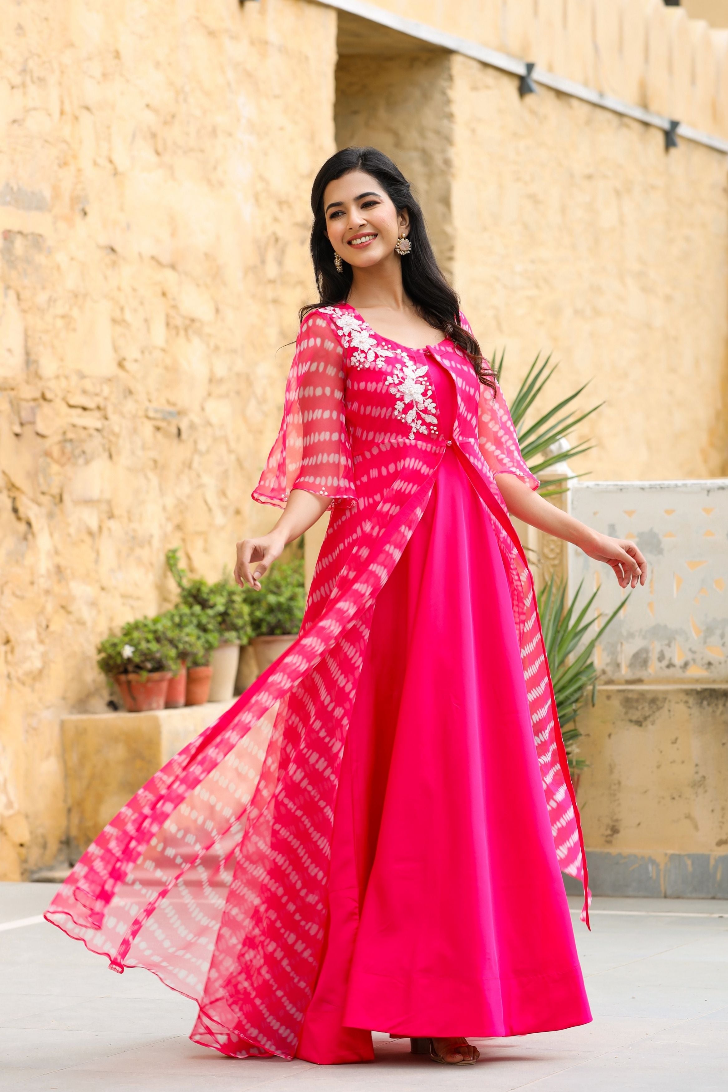 Buy kalapi Pink Banarasi Dress online at reasonable price