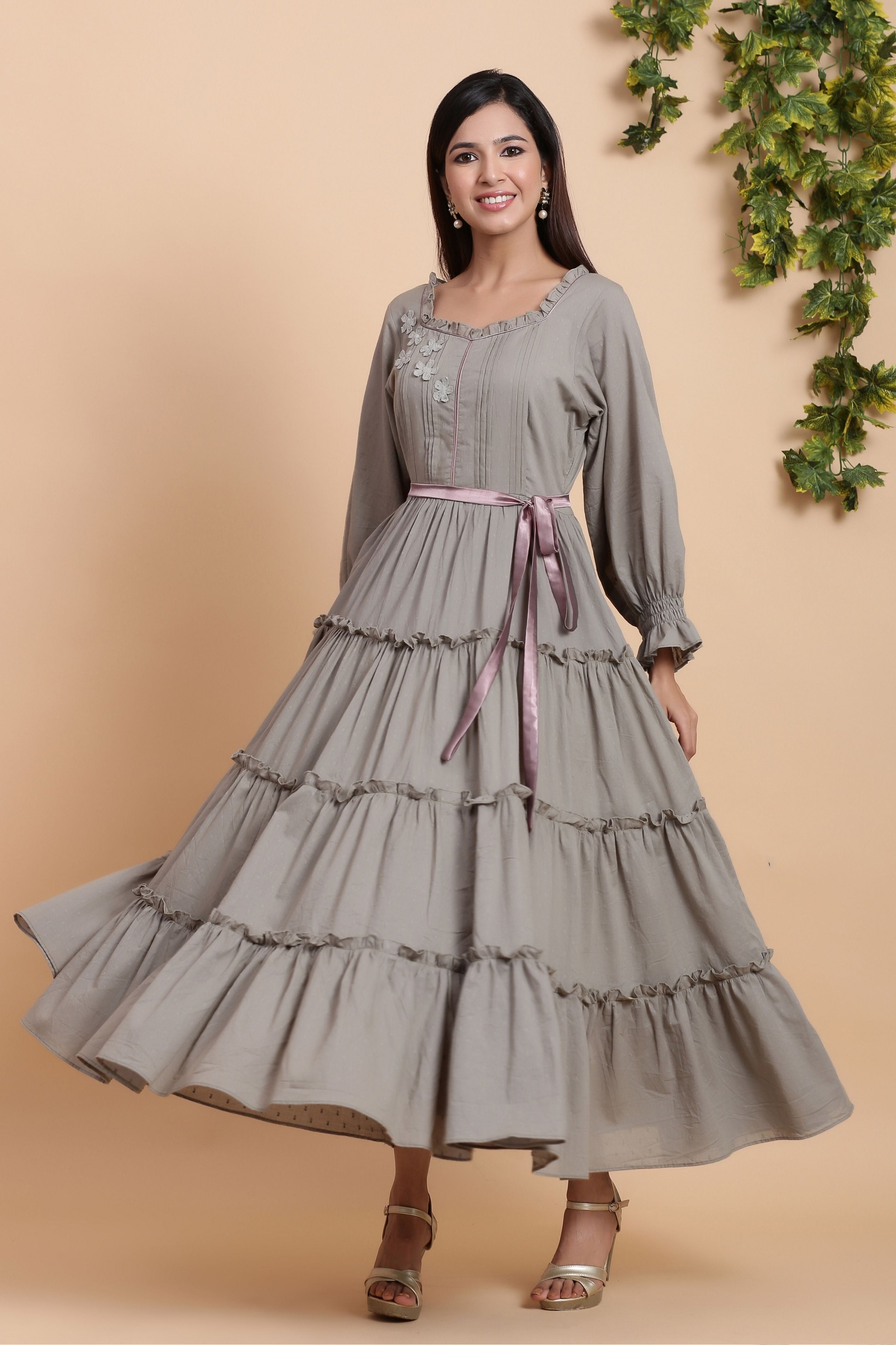 Fit & Flare Gown with Chiffon Capelet Style 81122444