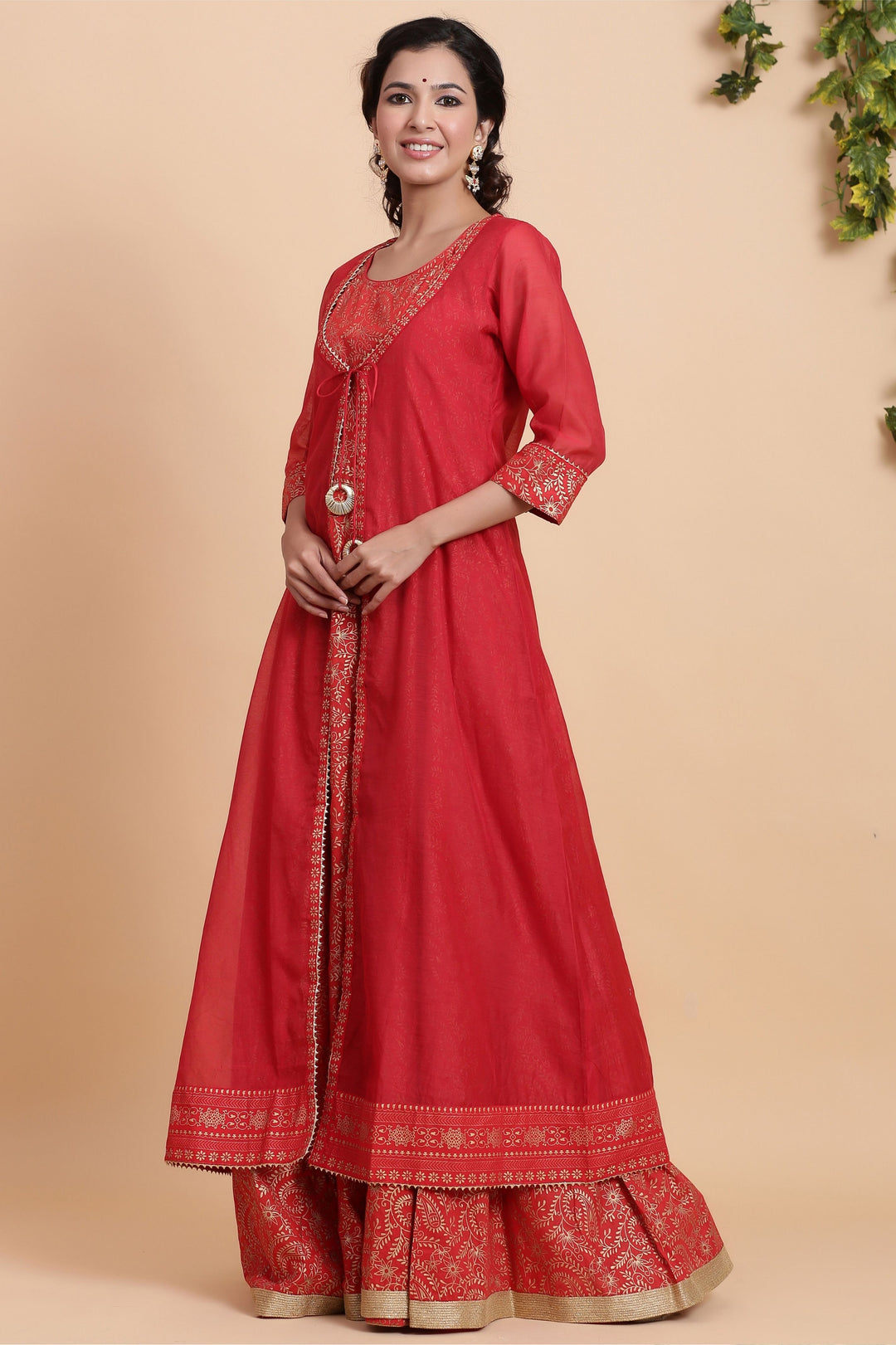 red layered dress for women